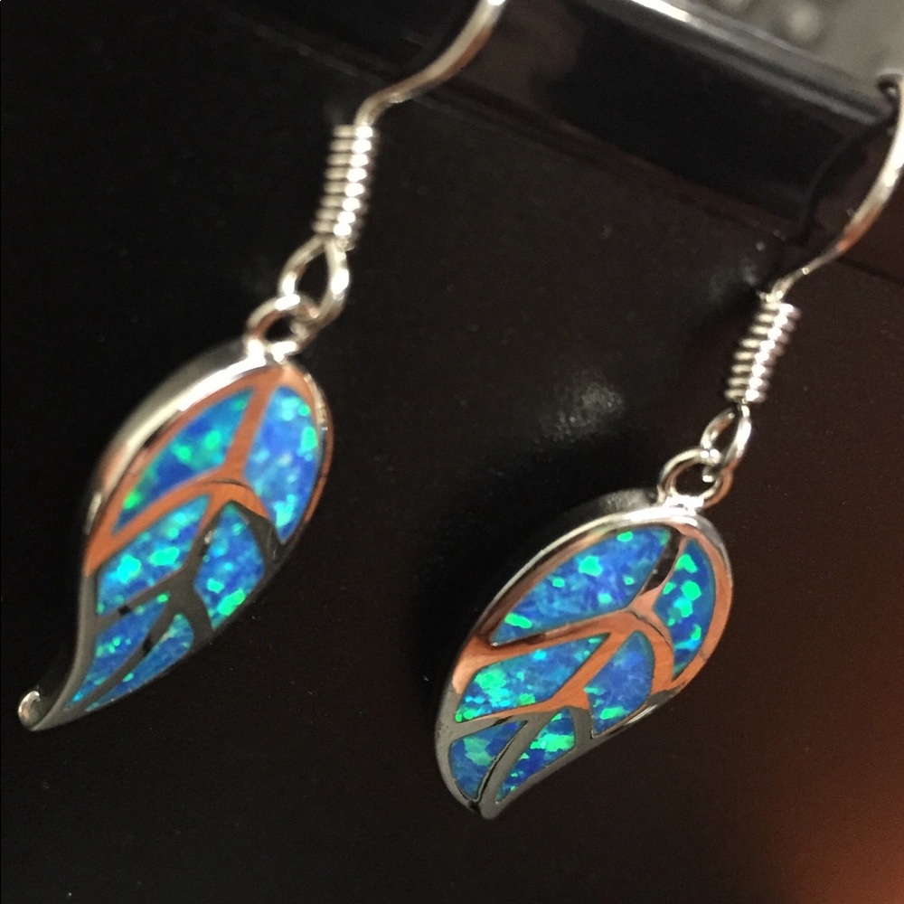 Drop Leaf Opal Earrings